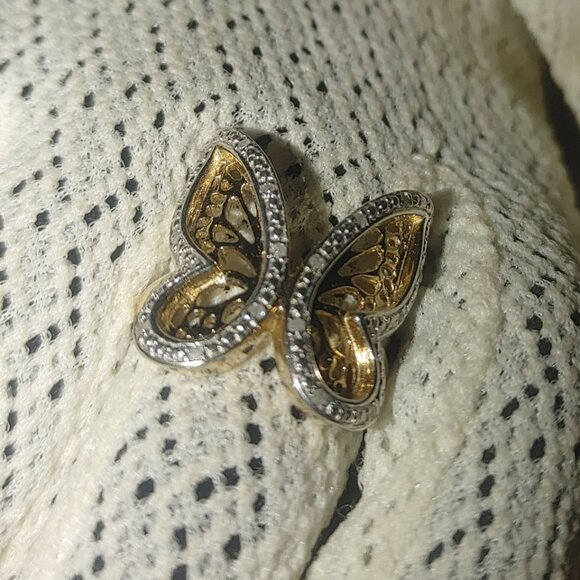 Butterfly Ring 925 Sterling Silver DBJ Sz 6 Gold Plated Vintage Inspire Jewelry - Picture 7 of 13